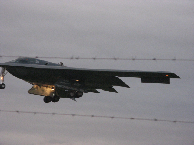 B2 Stealth bomber landing at RAF Fairford