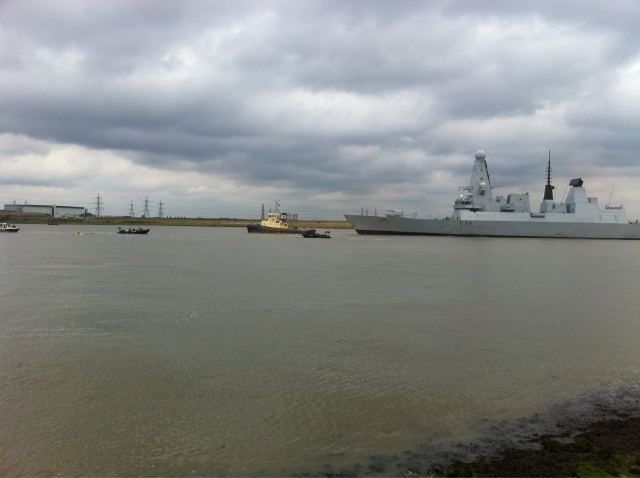 HMS Dauntless and police boats