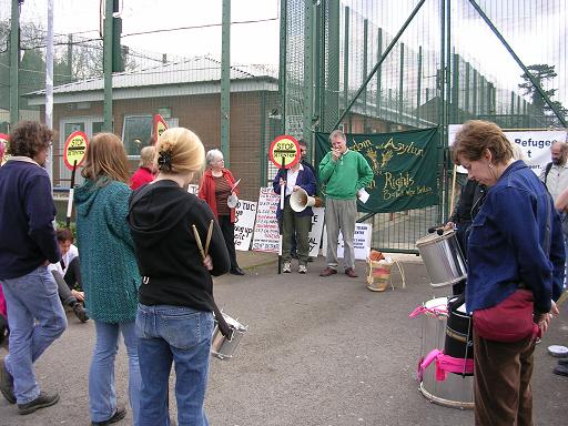 Demonstrators outside the front gate (1)