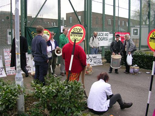 Demonstrators outside the front gate (2)