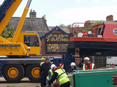 Crane used to remove boats