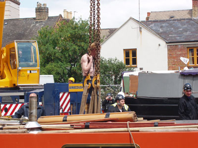 Climbing the crane cables...