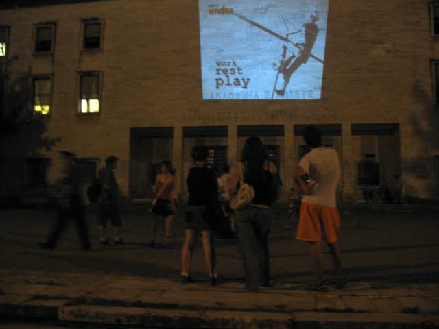 Screening on the wall of art and culture building