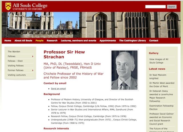 A war criminal: Professor Sir Hew Strachan